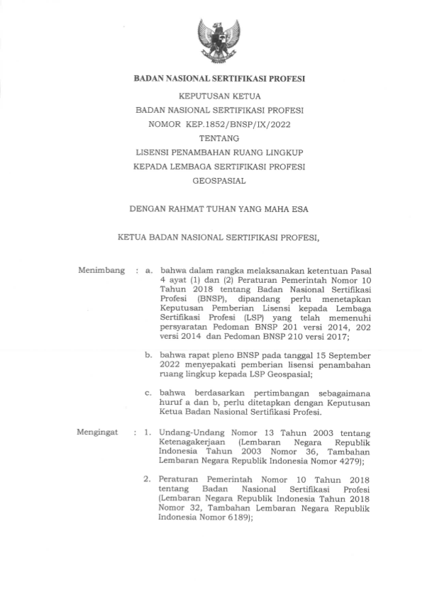 Halaman depan SK Kadastral
